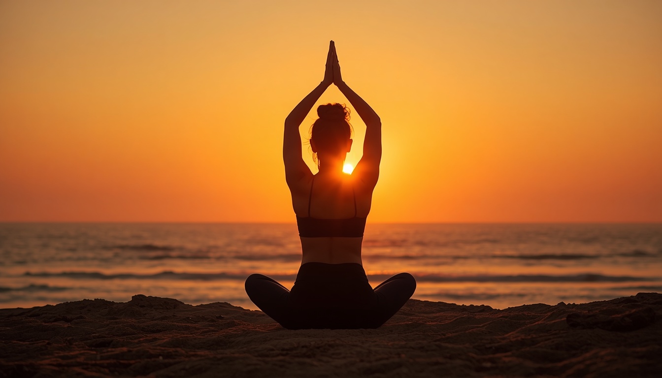 Sunset ritual exercise during an evening wellness program